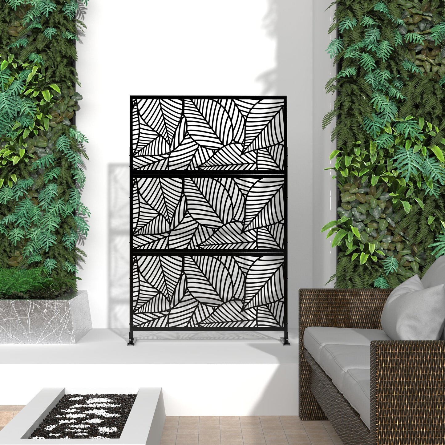 6.5 ft. H x 4 ft. W Patio Laser Cut Metal Privacy Screen, 24"*48"*3 panels