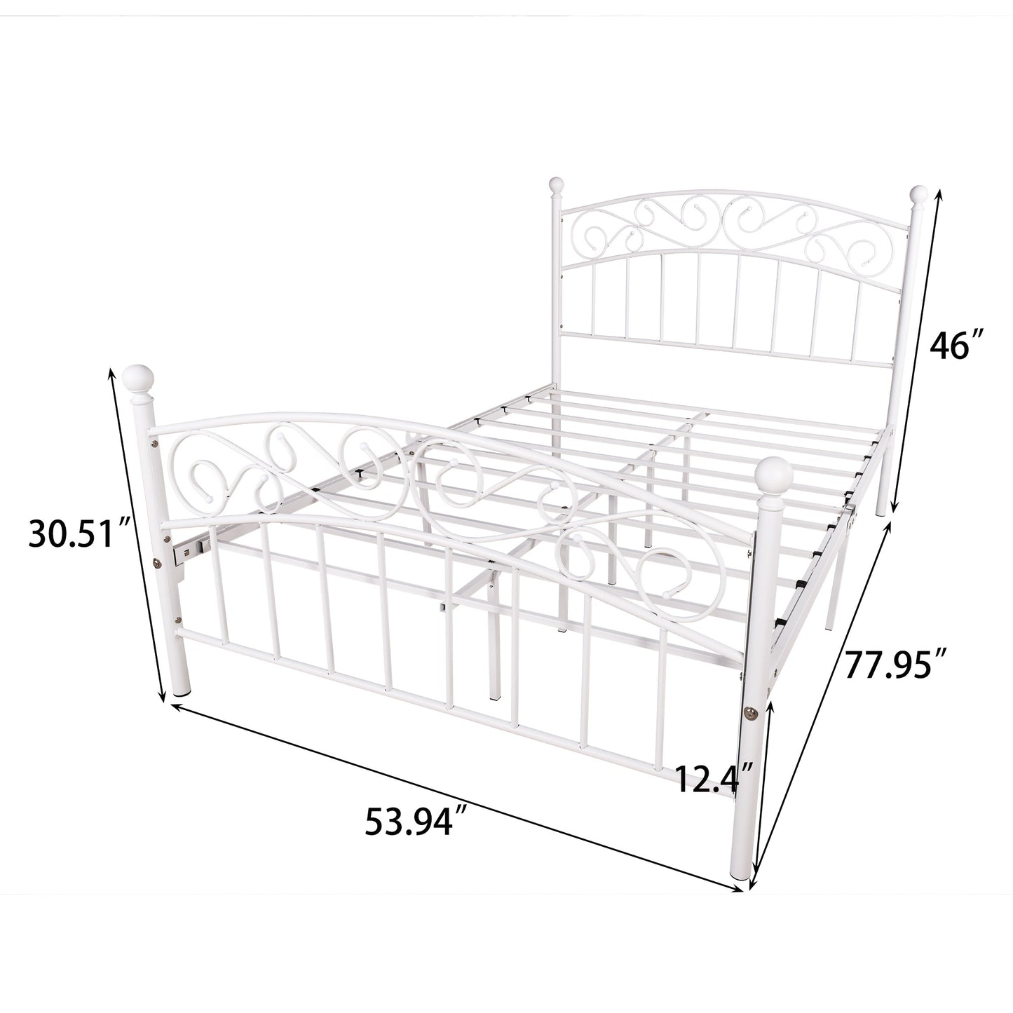 Bed Frame with Headboard and Footboard Metal Platform Bed Frame Queen Size No Box Spring Needed;  Twin Black