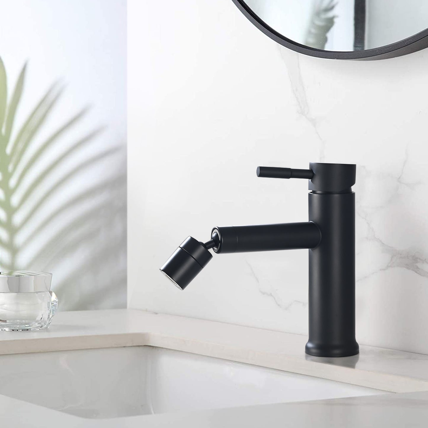 CERYPSA Zaucet Matte Black Bathroom Faucet 2Mode 360°Rotating Aerator