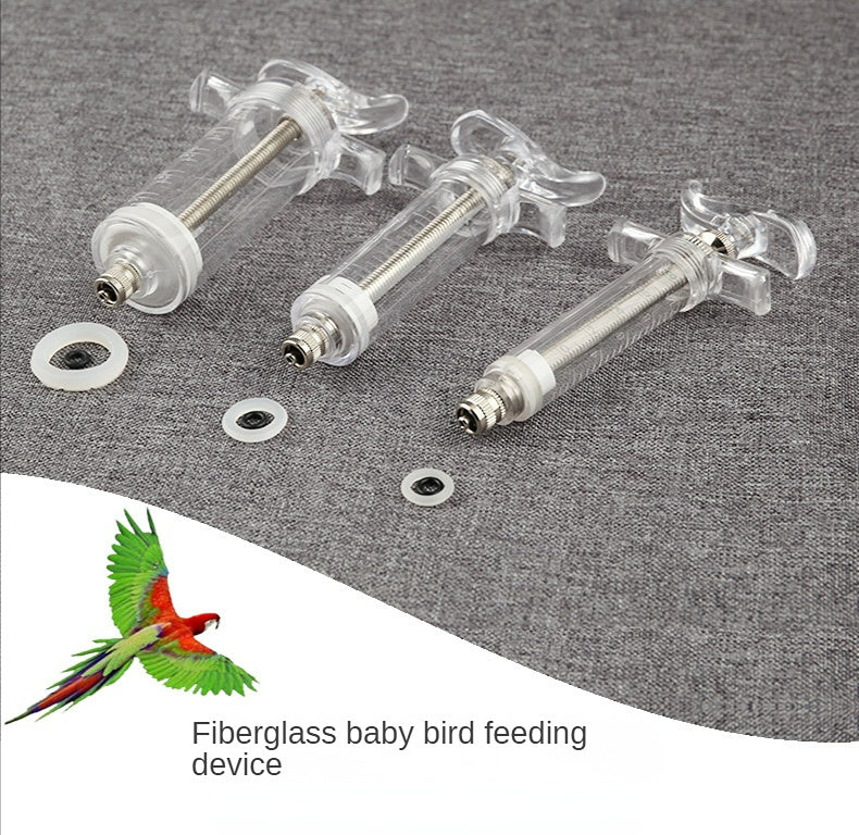 Supply pet toy fiberglass baby bird feeder; feeder set; with syringe needle and hose (20cm)