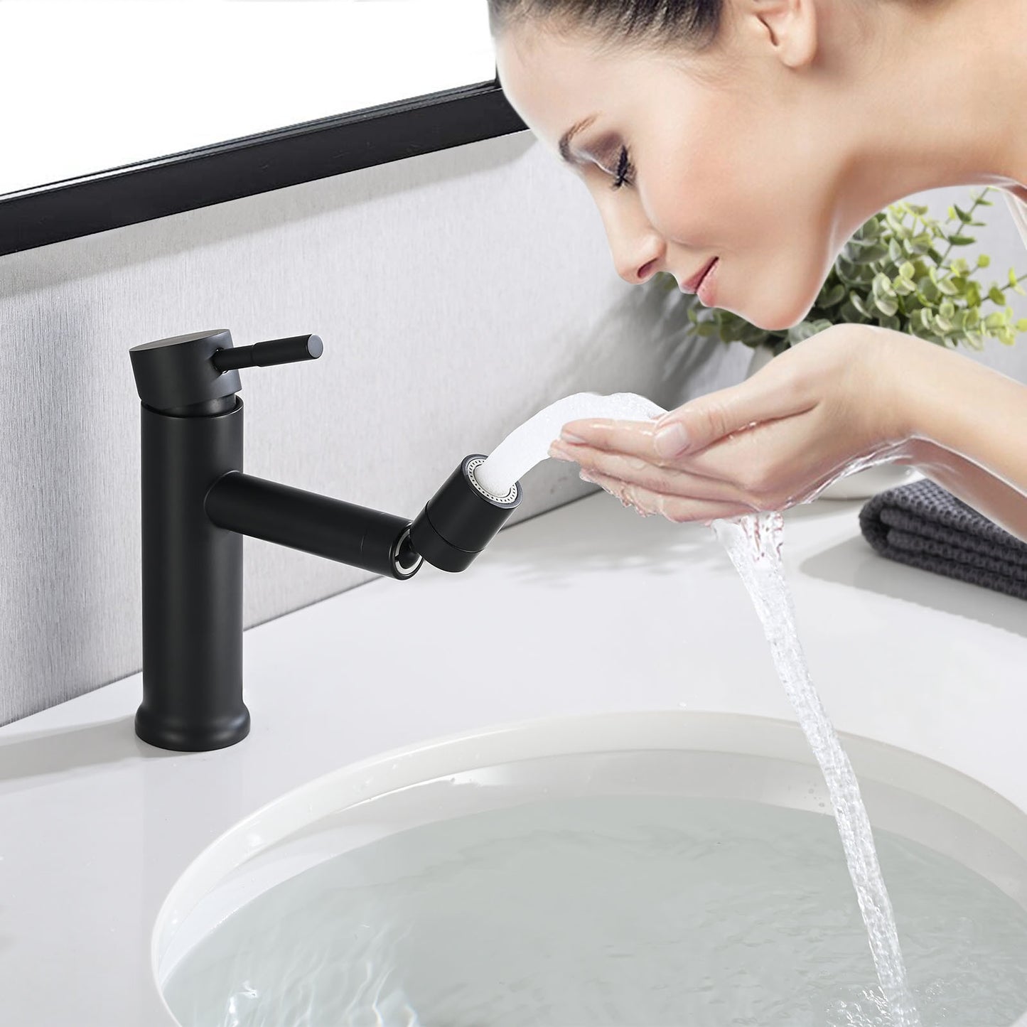 CERYPSA Zaucet Matte Black Bathroom Faucet 2Mode 360°Rotating Aerator