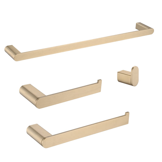 Brushed Gold Wall Mounted Bathroom Hardware Sets Stainless Steel 4-Piece Accessories