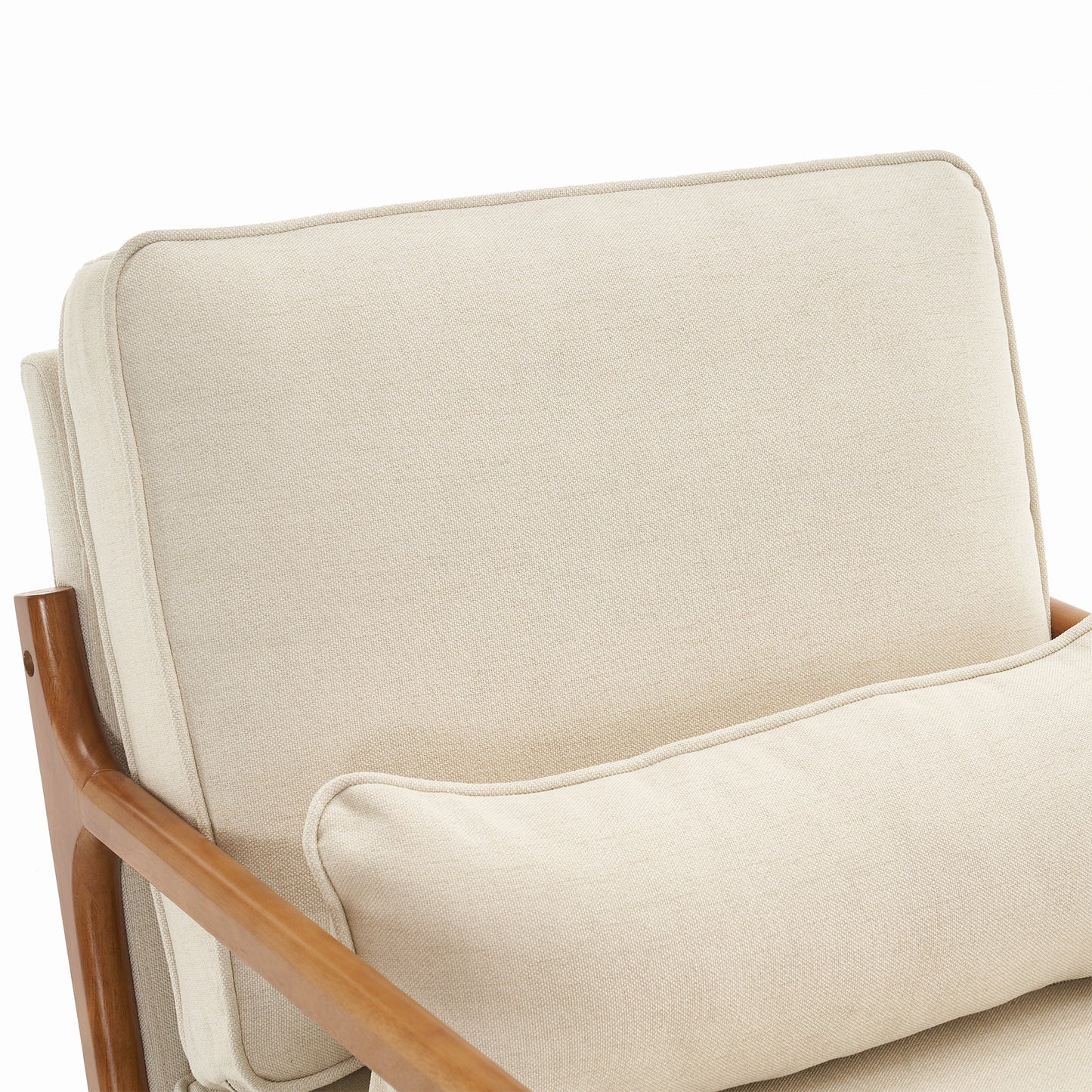 Oak Armrest Oak Upholstered Single Lounge Chair Indoor Lounge Chair Off-White