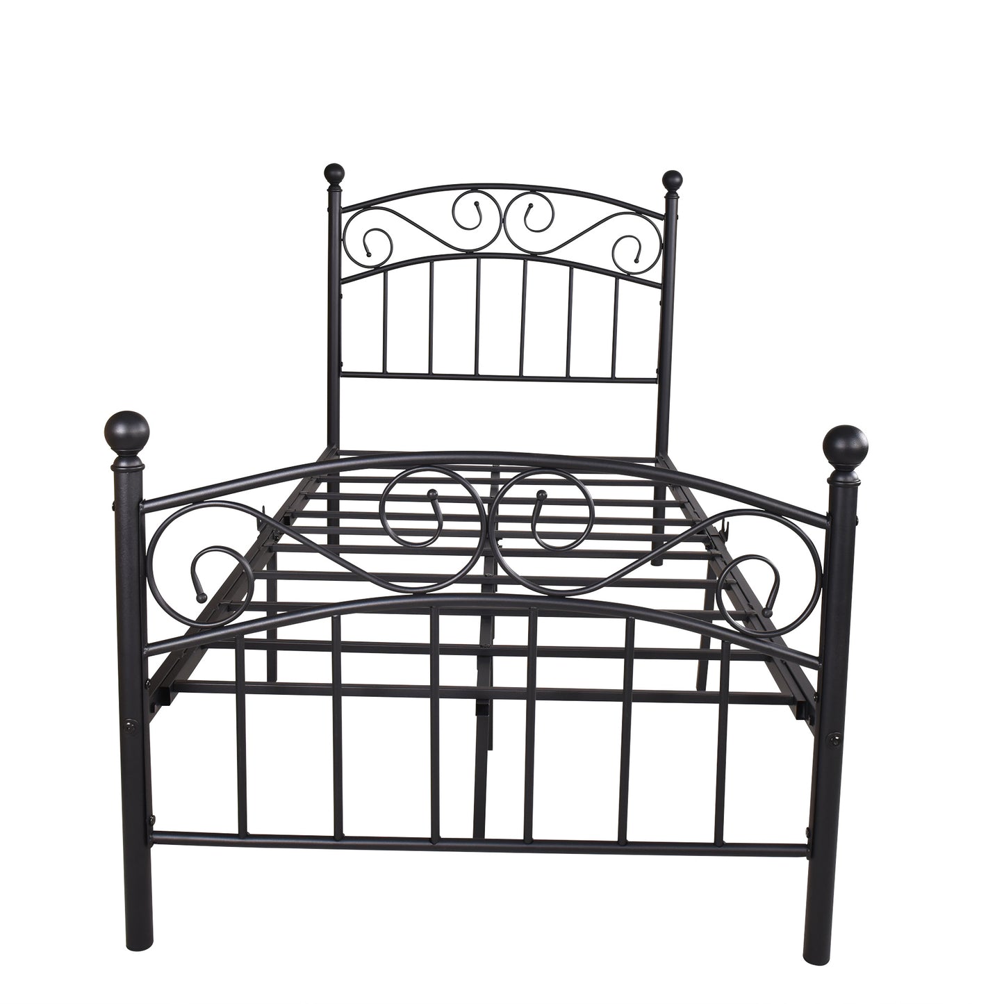 Bed Frame with Headboard and Footboard Metal Platform Bed Frame Queen Size No Box Spring Needed;  Twin Black