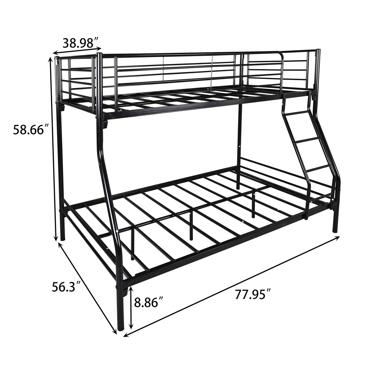 Heavy Duty Twin-Over-Full Metal Bunk Bed, Easy Assembly with Enhanced Upper-Level Guardrail