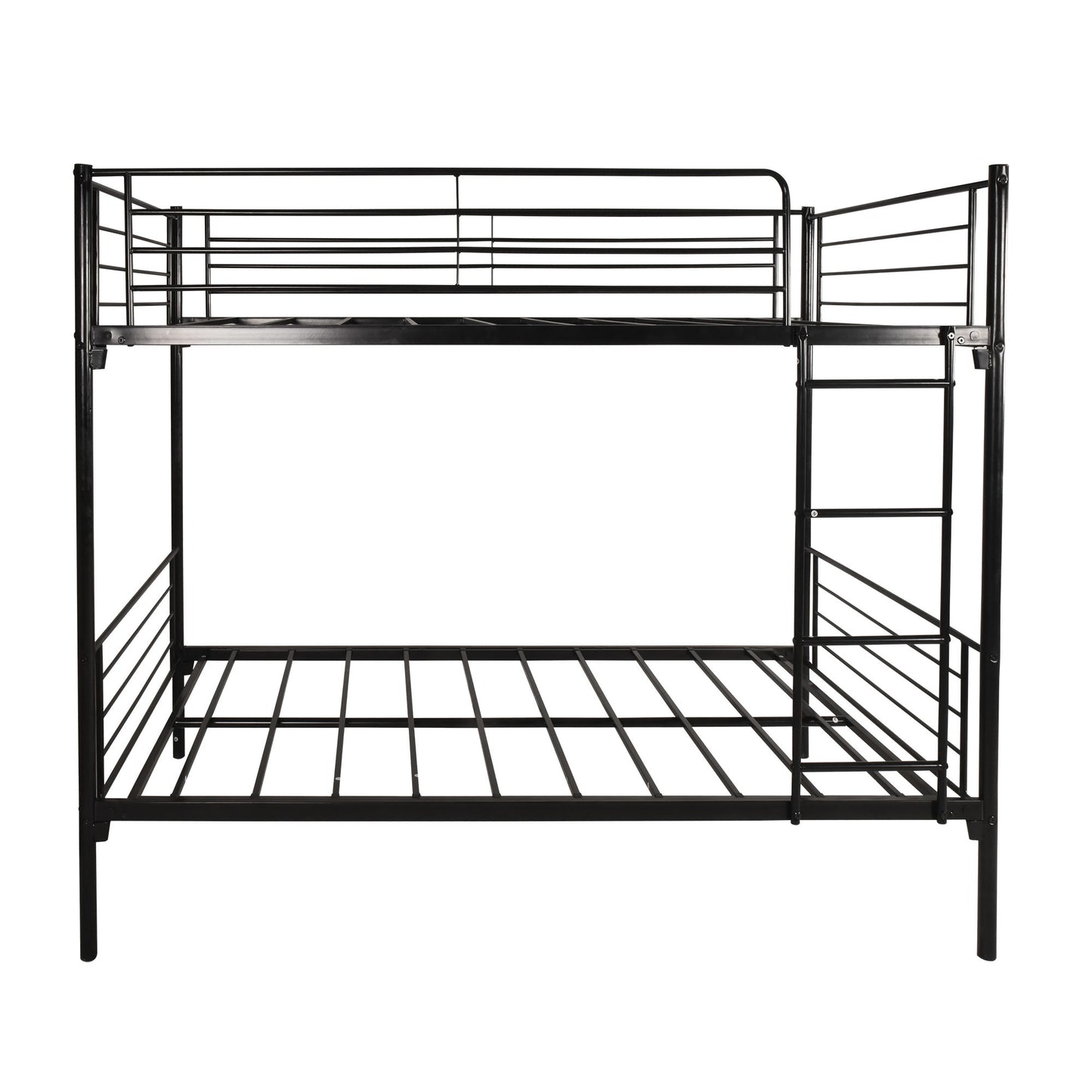 Twin-Over-Twin Bunk Bed with Metal Frame and Ladder, Space-Saving Design