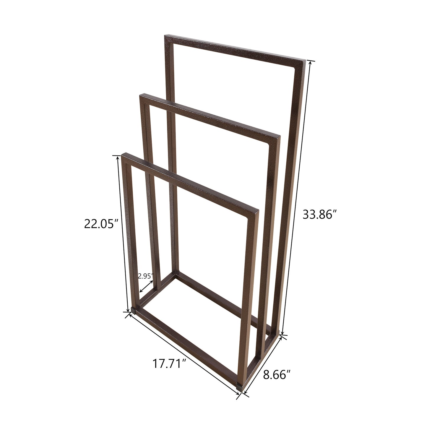 Metal Freestanding Towel Rack 3 Tiers Hand Towel Holder Organizer for Bathroom Accessories;  Brown