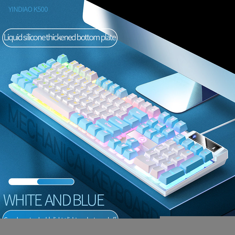 104 Keys Gaming Keyboard Wired Keyboard Color Matching Backlit Mechanical Feel Computer E-sports Peripherals for Desktop Laptop