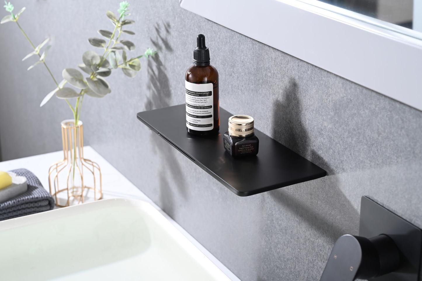 Matte Black Bathroom Waterfall Single Handle Sink Faucet