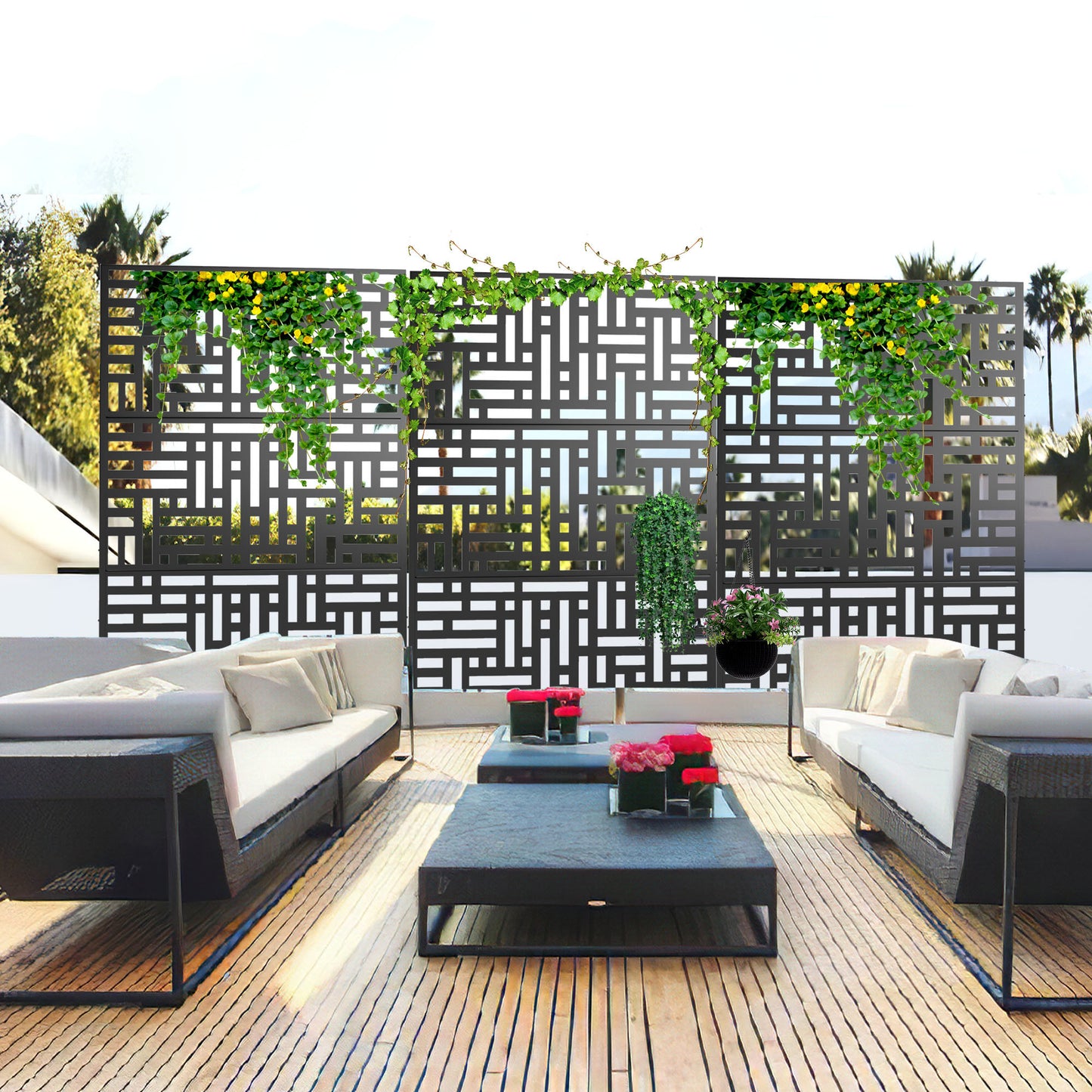 6.33 ft. H x 3.93 ft. W Laser Cut Metal Privacy Screen,24"*48"* 3 panels