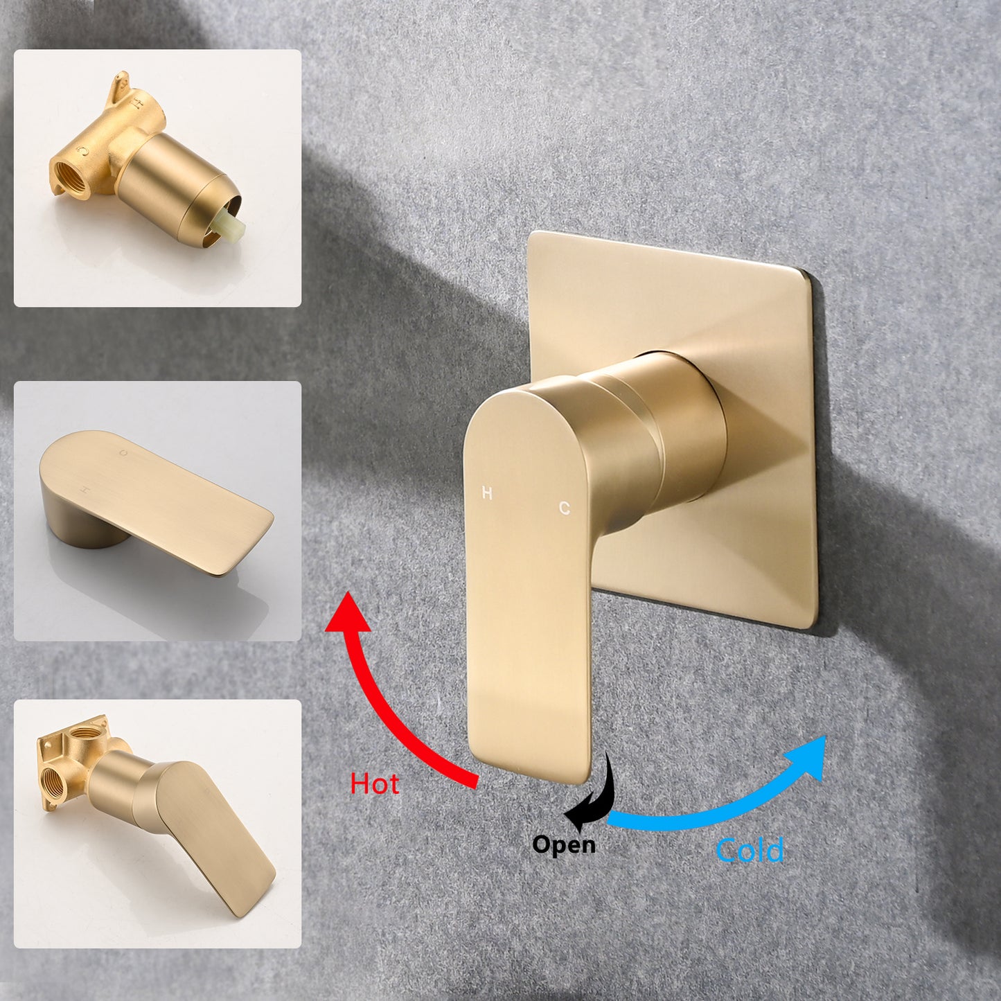 Brushed Gold Wall Mount Waterfall Faucet Single Handle Bathroom Sink Faucet