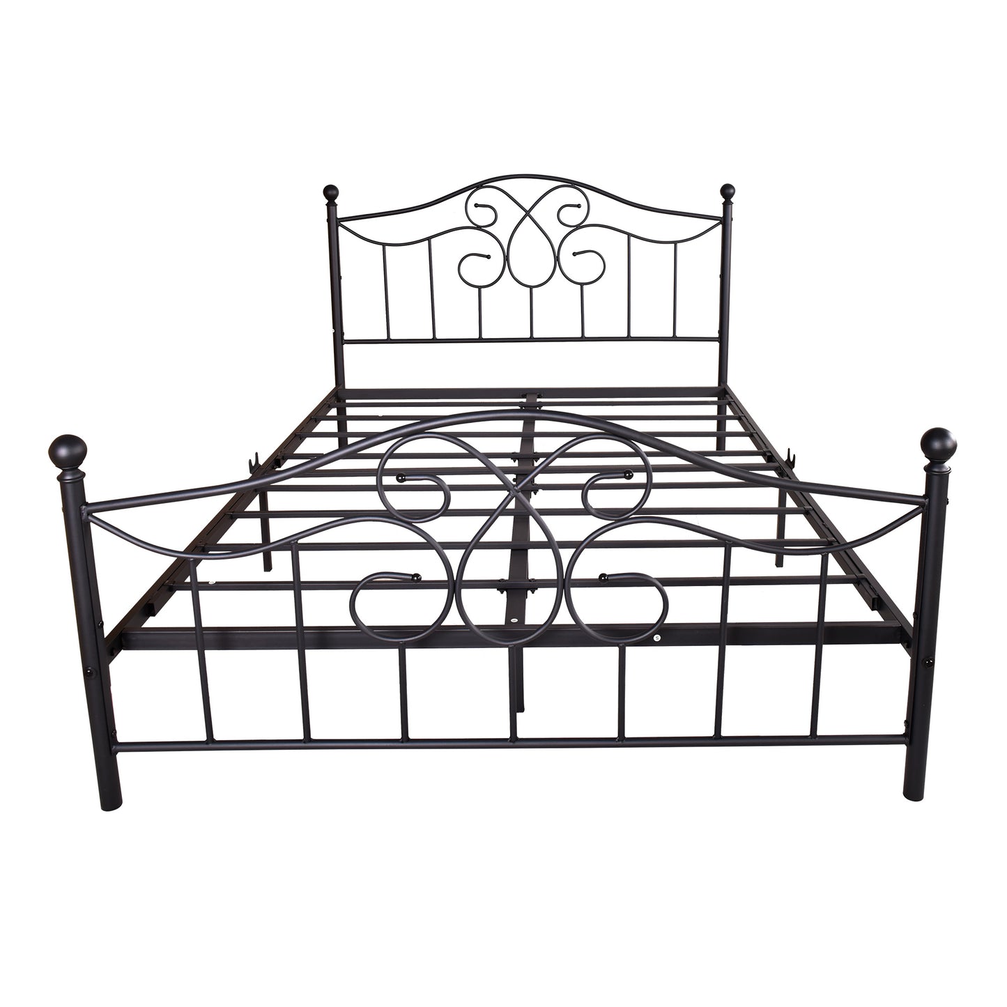 Full Size Metal bed frame ;  Solid Sturdy Steel Slat Support;  No Box Spring Needed and Easy Assembly; Black