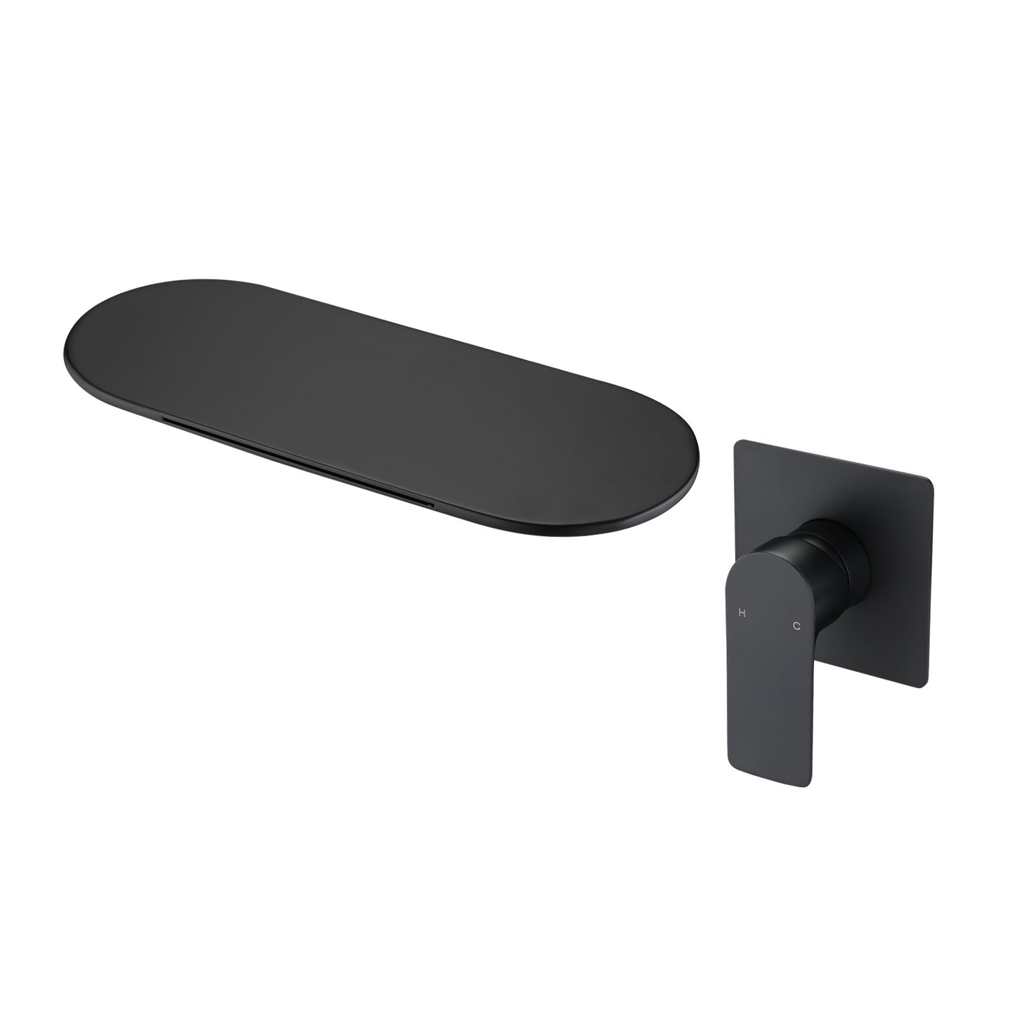 Wall Mount Bathroom Waterfall Single Handle Sink Faucet Matte Black