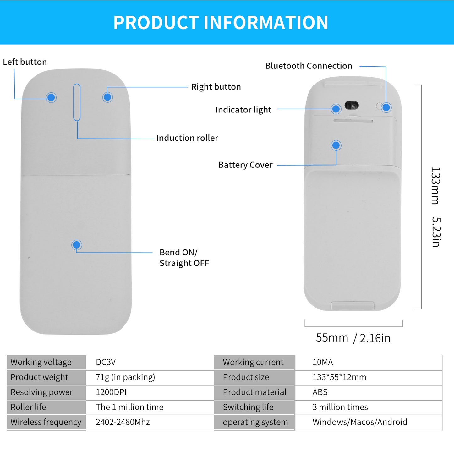 Bluetooth 4.0 /5.0 Folding Wireless Mouse Arc Touch Roller Computer Silent Mouse Ergonomic Slim Laser Mice For Microsoft Surface