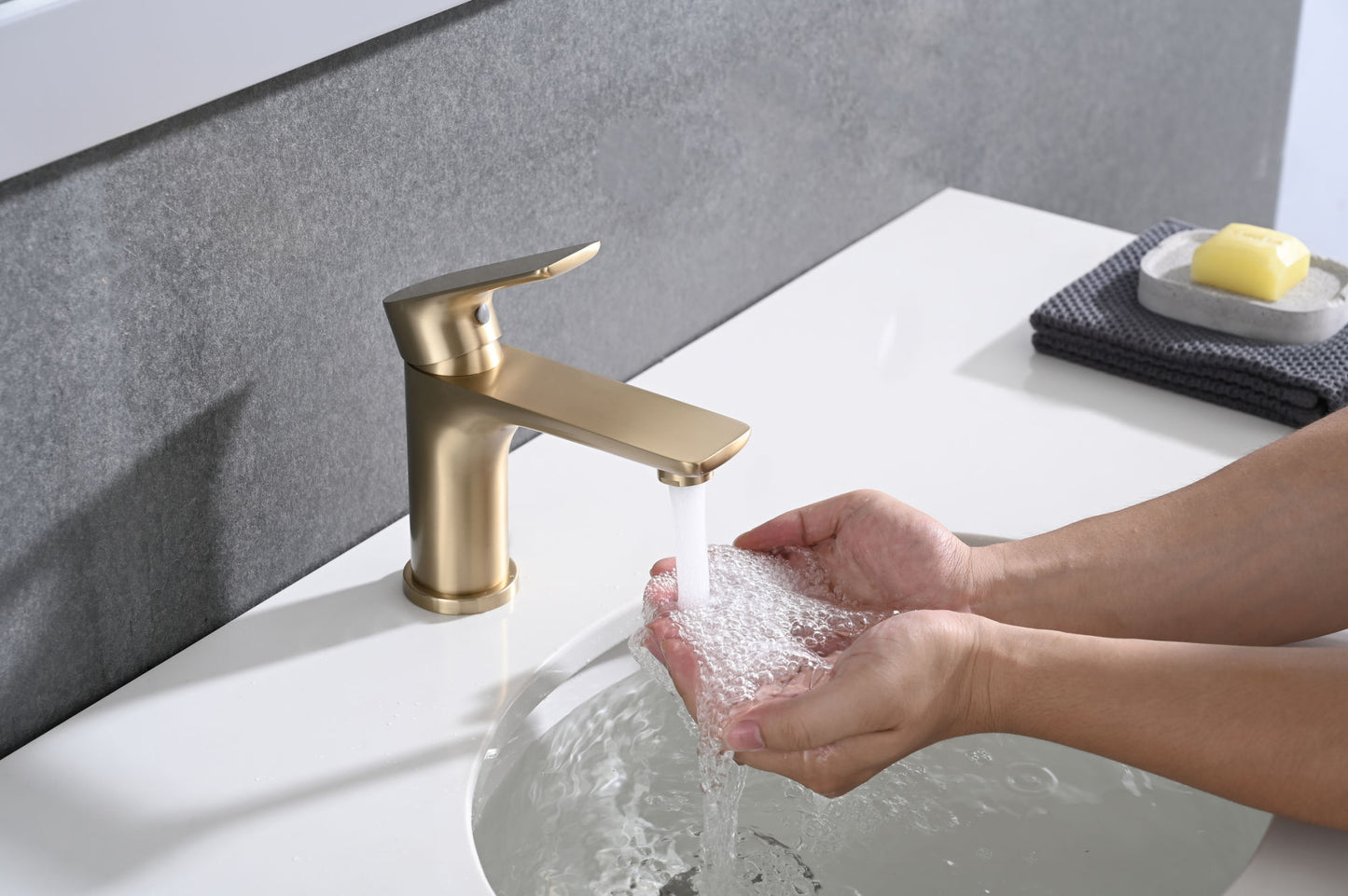 Brushed Gold Single Handle Single Hole Bathroom Sink Faucet