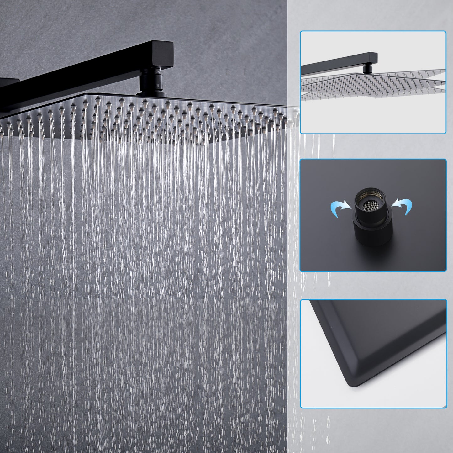 Matte Black 10 Inches High Pressure Shower Head and Handheld Shower