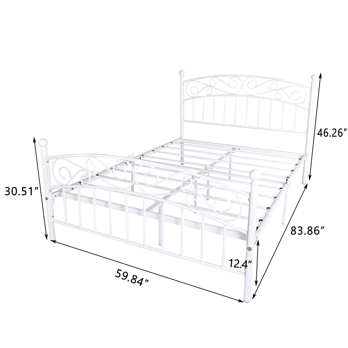 Bed Frame with Headboard and Footboard Metal Platform Bed Frame Queen Size No Box Spring Needed;  Twin Black