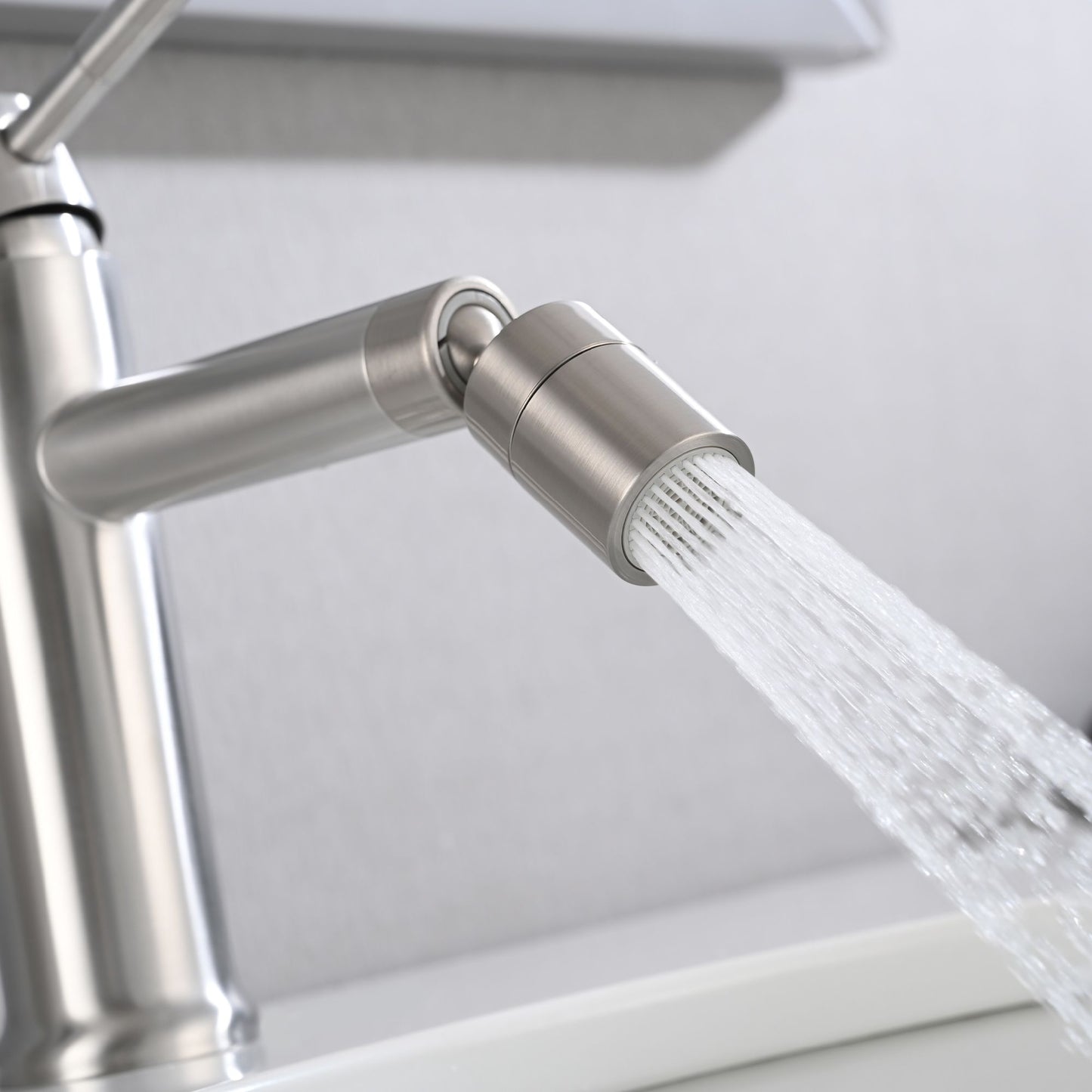 Brushed Nickle Bathroom Faucet for 2 Mode Faucet for Bathroom Sink