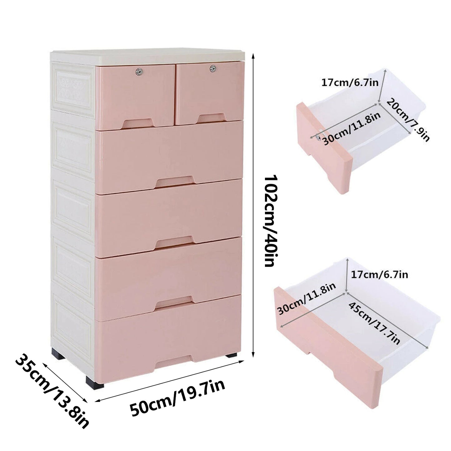 6 Drawer Plastic Dresser With Wheels Storage Cabinet Tower Closet Organizer Unit for Home Office Bedroom Living Room