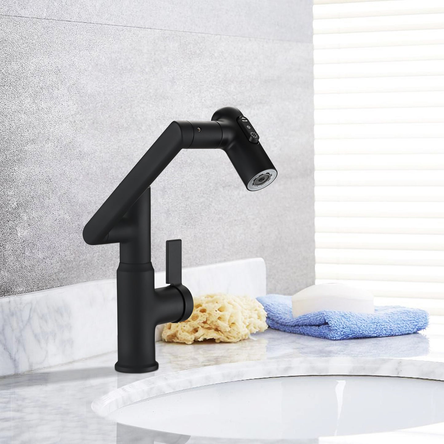 Faucet for Bathroom Sink; Bathroom Faucet with 1080° Rotary Faucet; 1 Hole; with Spray Dual Function; Temperature Display; ; Hot and Cold Dual Control; Suitable for Single Hole