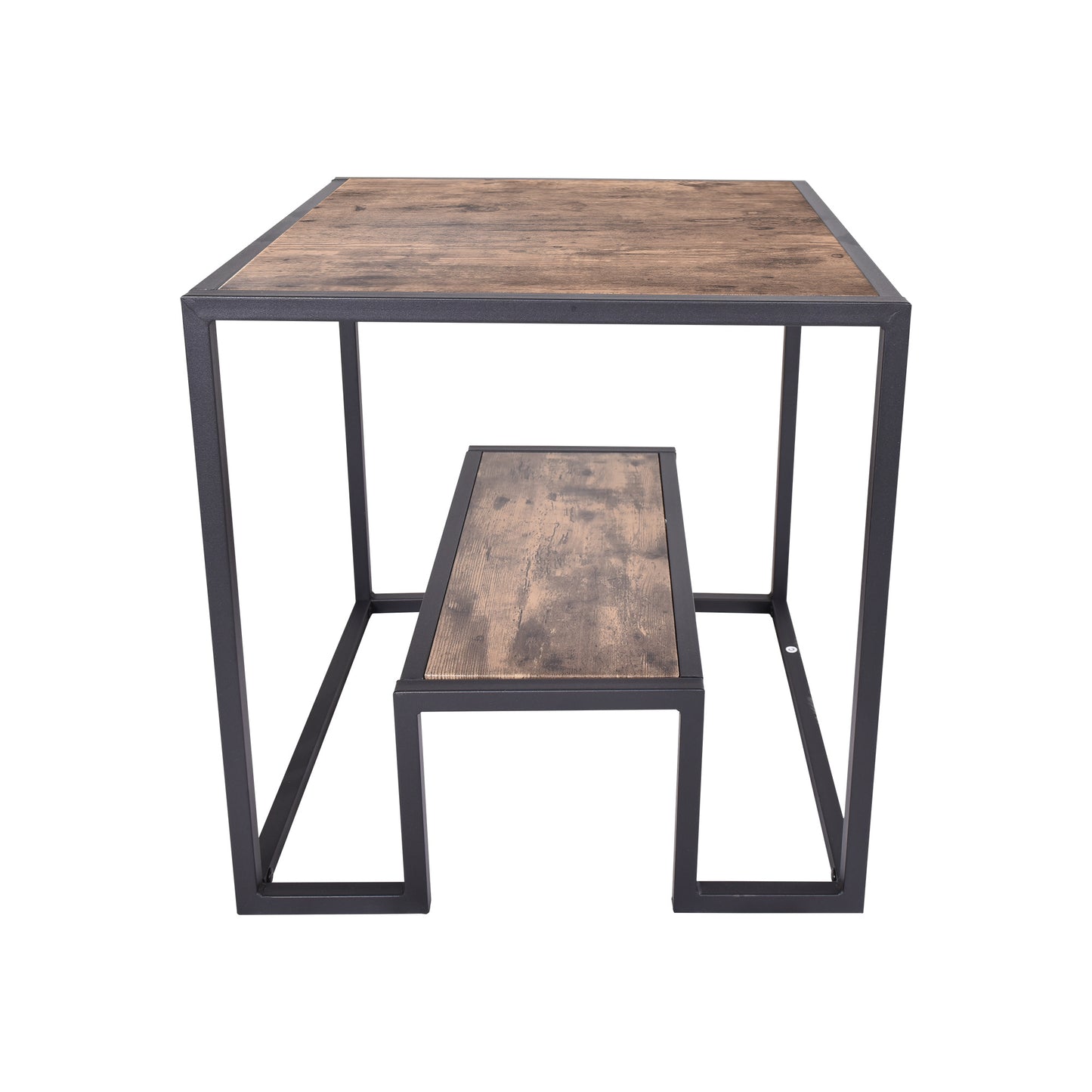 Modern Geometric-Inspired Wood Coffee Table;  2-Tier Sturdy Wood and Metal Cocktail Table for Home Living Room;  Office;  Rustic Oak