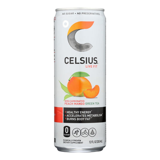 Celcius Live Fit Peach Mango Non-Carbonated Green Tea - Case of 12 - 12 FZ