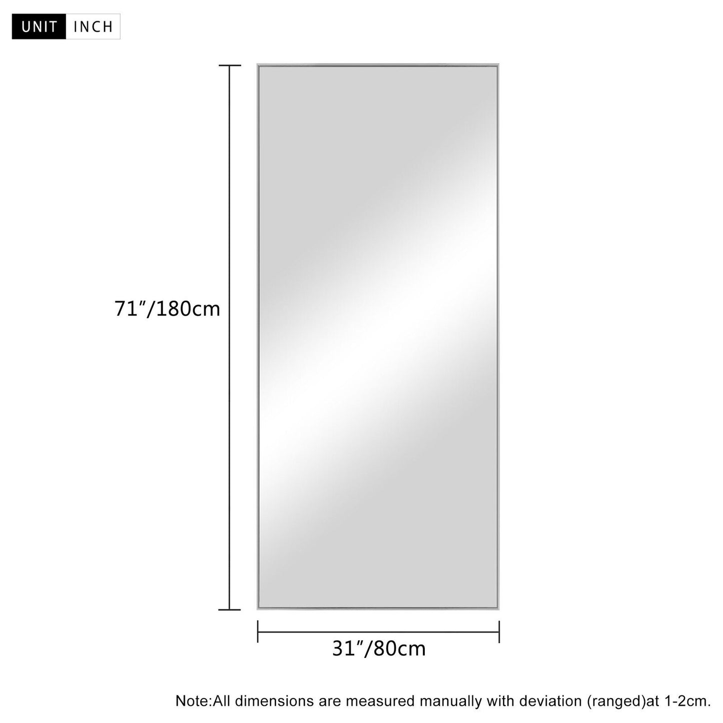 Aluminum Alloy Full Length Wall Mounted Mirror