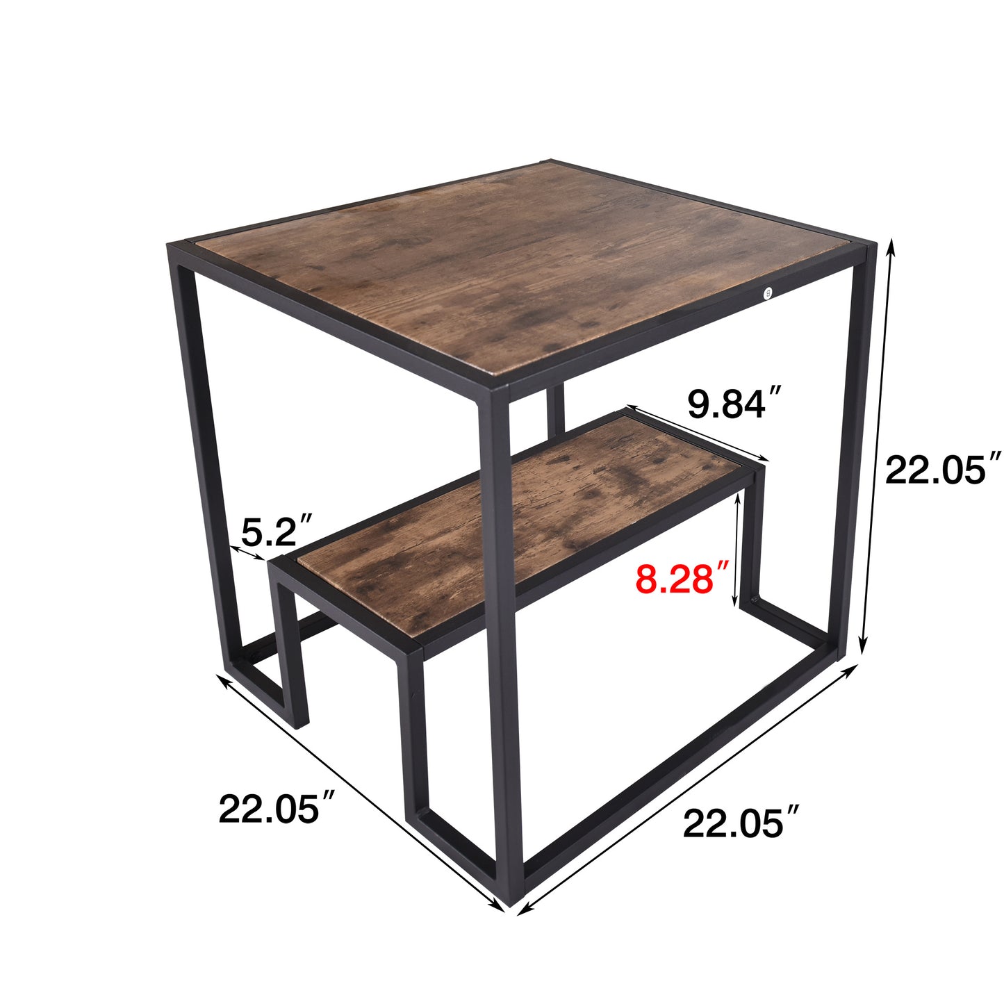 Modern Geometric-Inspired Wood Coffee Table;  2-Tier Sturdy Wood and Metal Cocktail Table for Home Living Room;  Office;  Rustic Oak