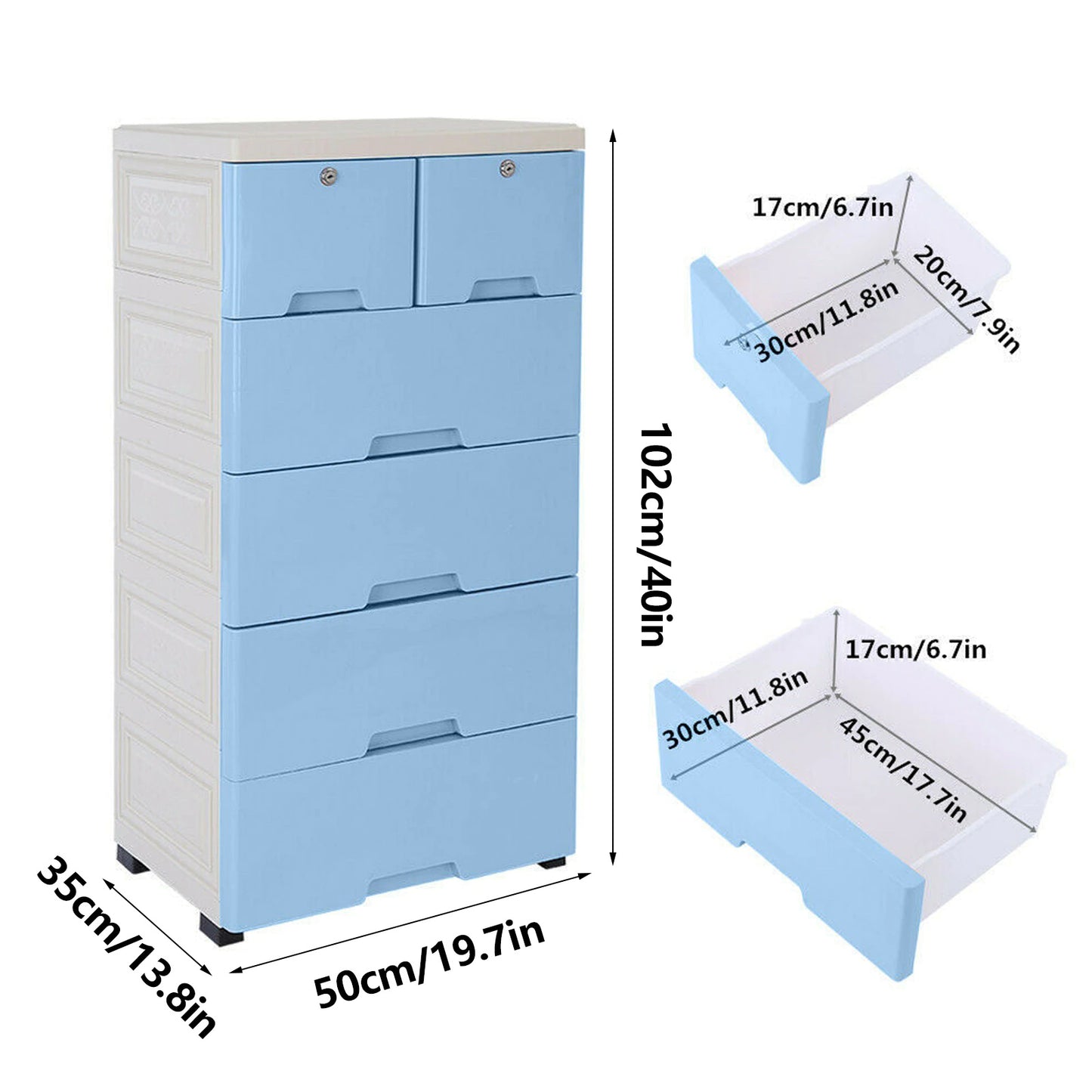 6 Drawer Plastic Dresser With Wheels Storage Cabinet Tower Closet Organizer Unit for Home Office Bedroom Living Room