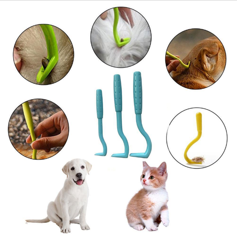 Pet Lice Removal Tool Double Tooth Lice Cats And Dogs Cleaning Supplies Mites Twist Hook Pet Supplie