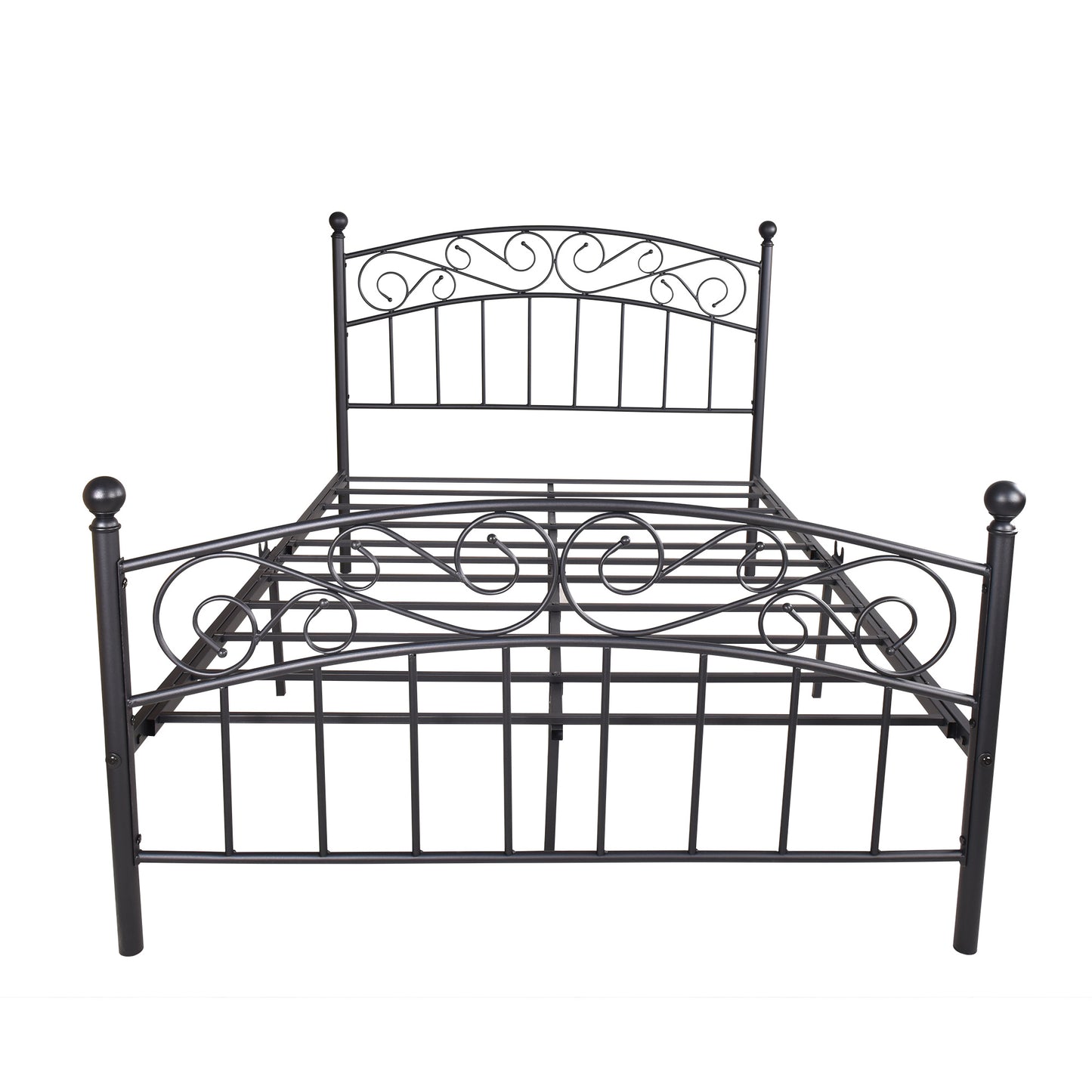 Bed Frame with Headboard and Footboard Metal Platform Bed Frame Queen Size No Box Spring Needed;  Twin Black