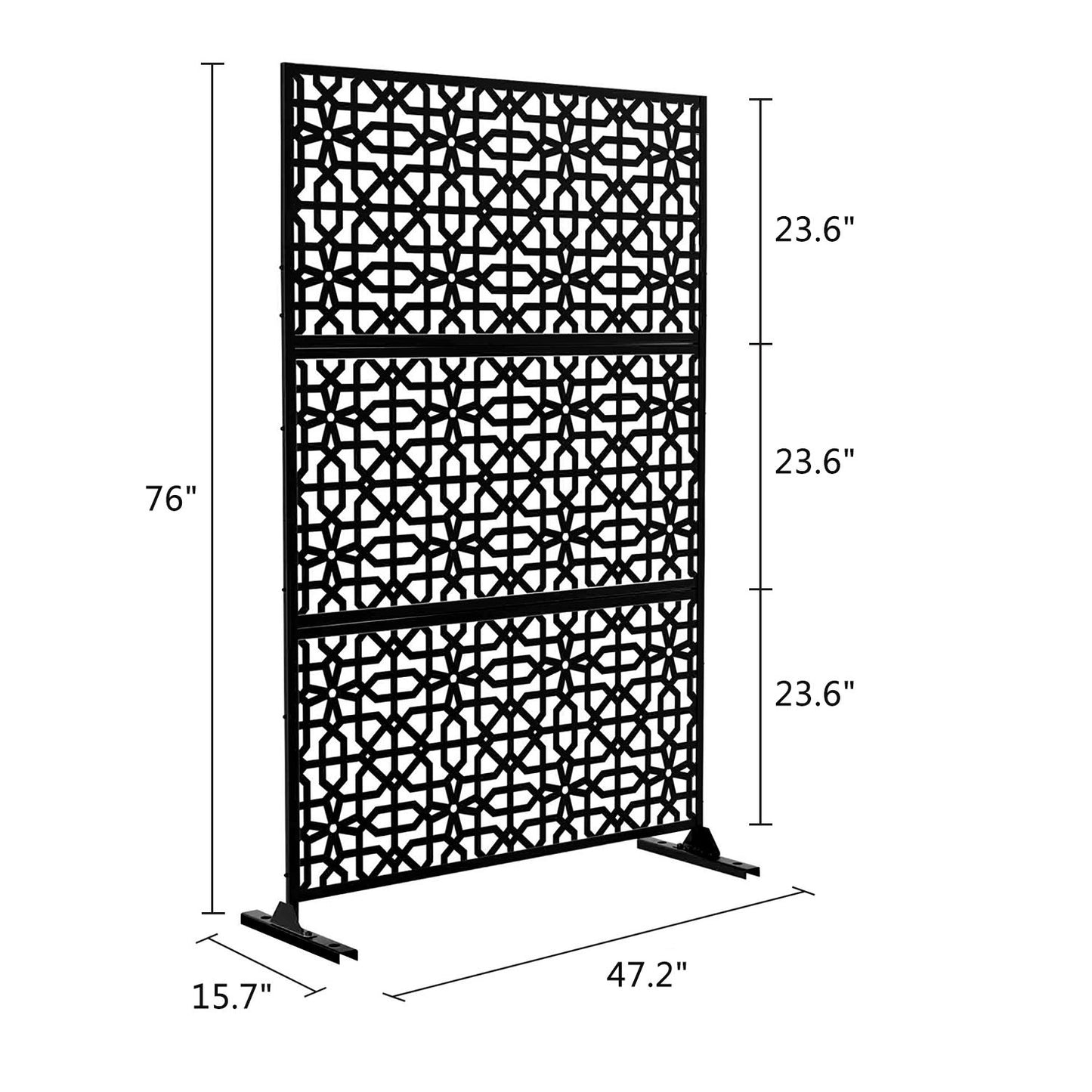 6.5 ft. H x 4 ft. W Laser Cut Metal Privacy Screen, 24"*48"*3 panels