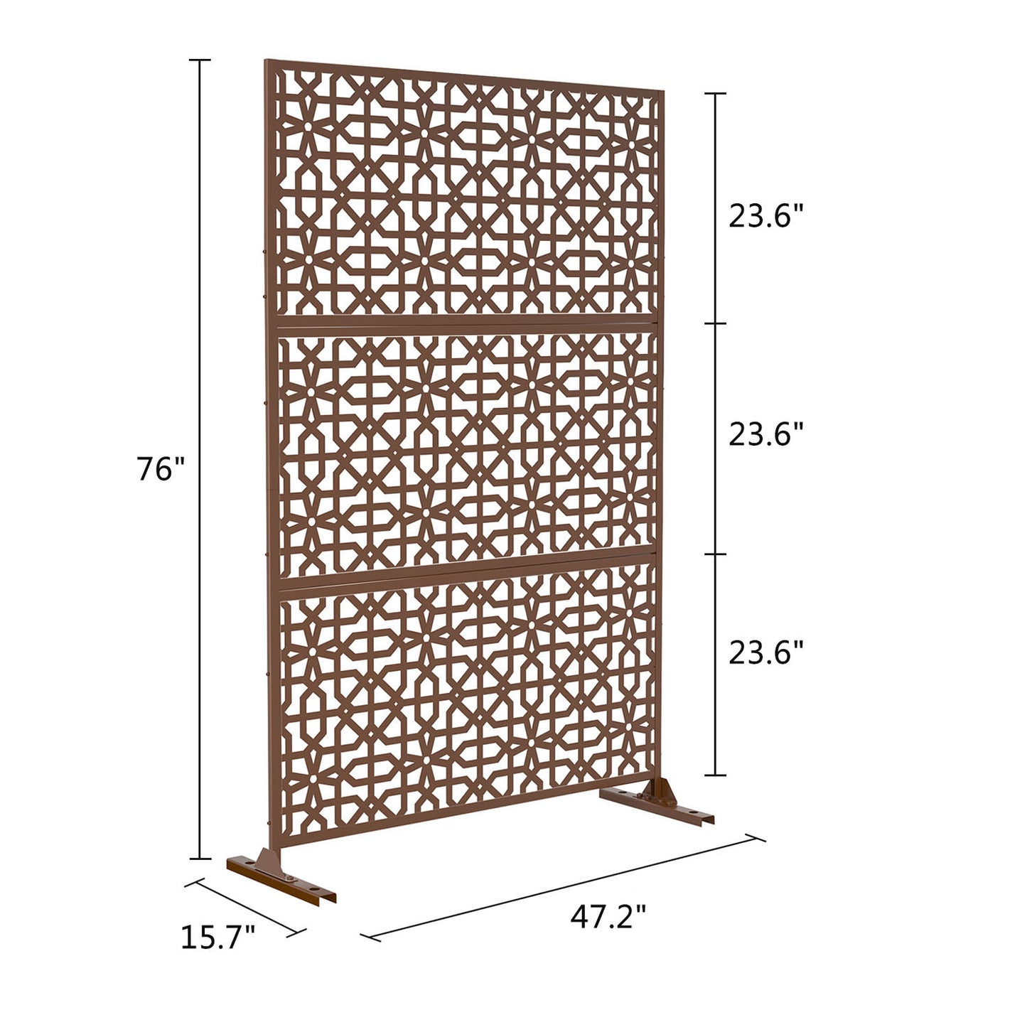 6.5 ft. H x 4 ft. W Laser Cut Metal Privacy Screen, 24"*48"*3 panels