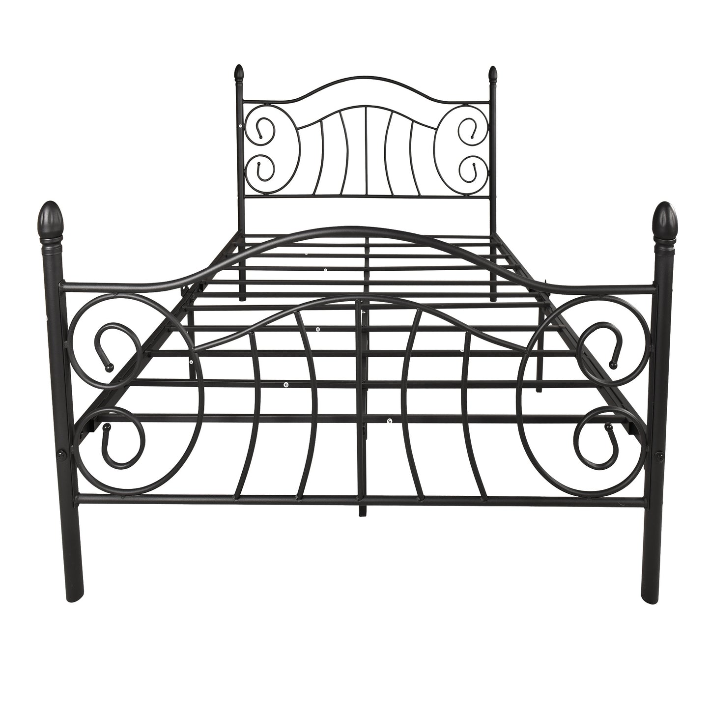 Metal bed frame platform mattress foundation with headboard and footboard;  heavy duty and quick assembly;  Full black