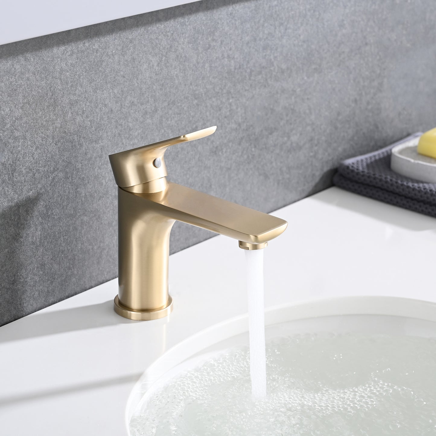 Brushed Gold Single Handle Single Hole Bathroom Sink Faucet