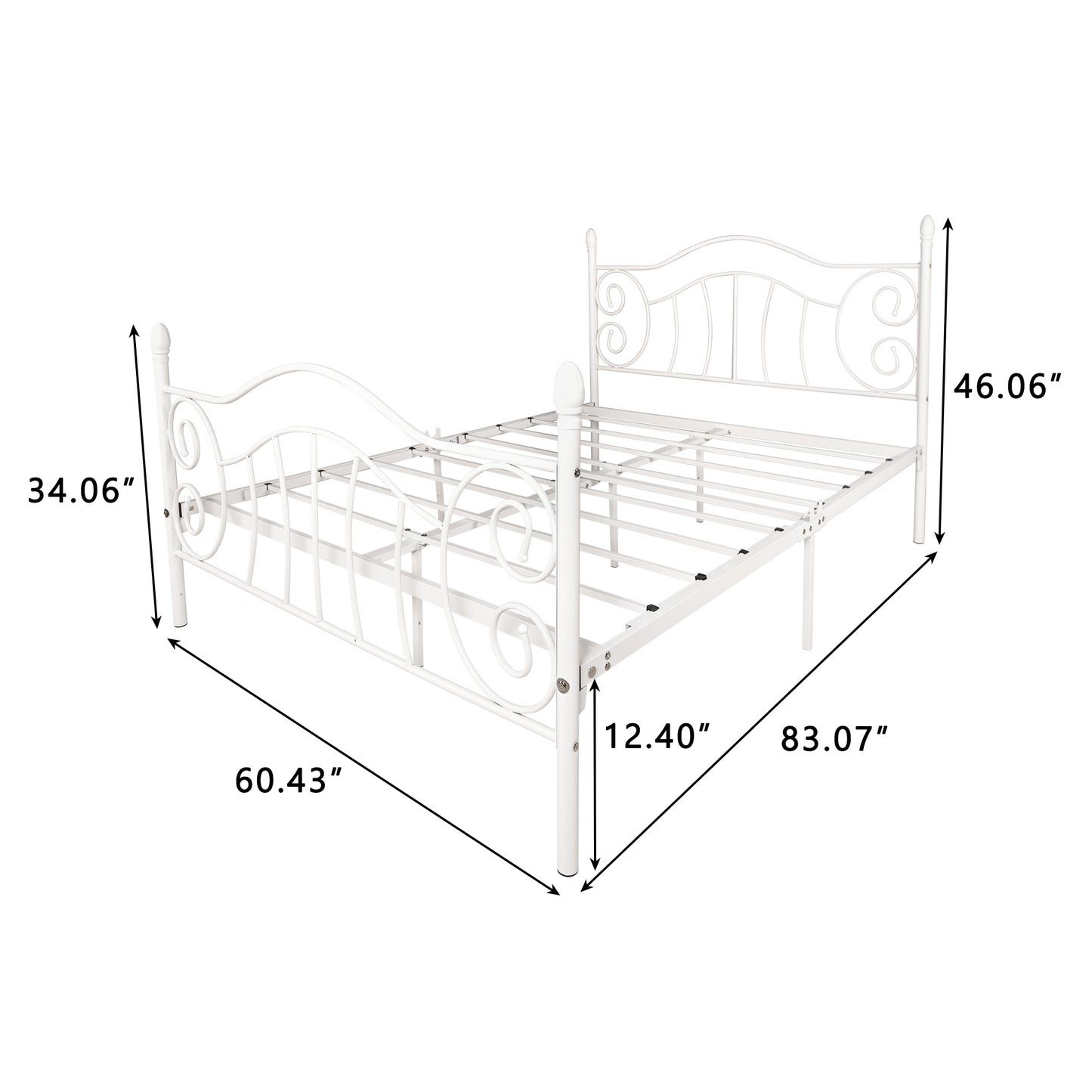 Metal bed frame platform mattress foundation with headboard and footboard;  heavy duty and quick assembly;  Full black