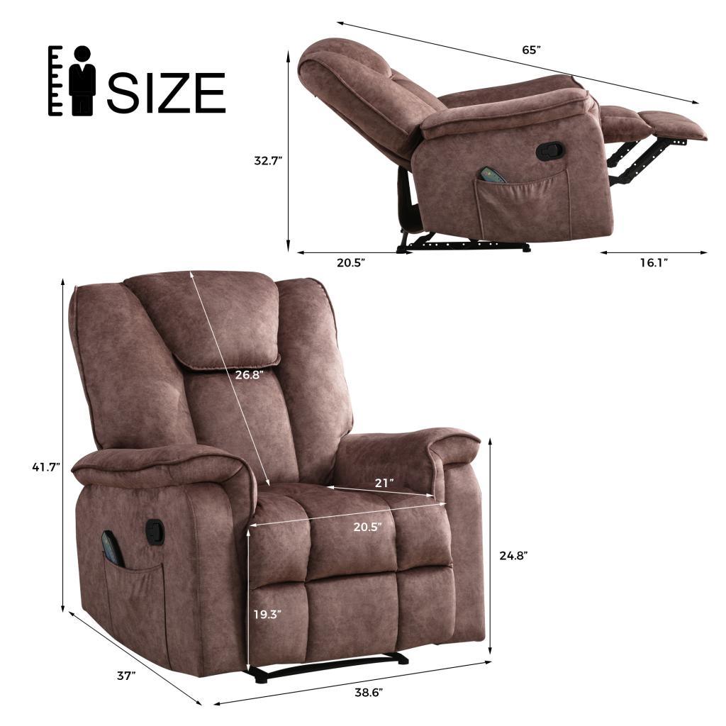 Recliner Chair for Living Room with Rocking Function and Side Pocket