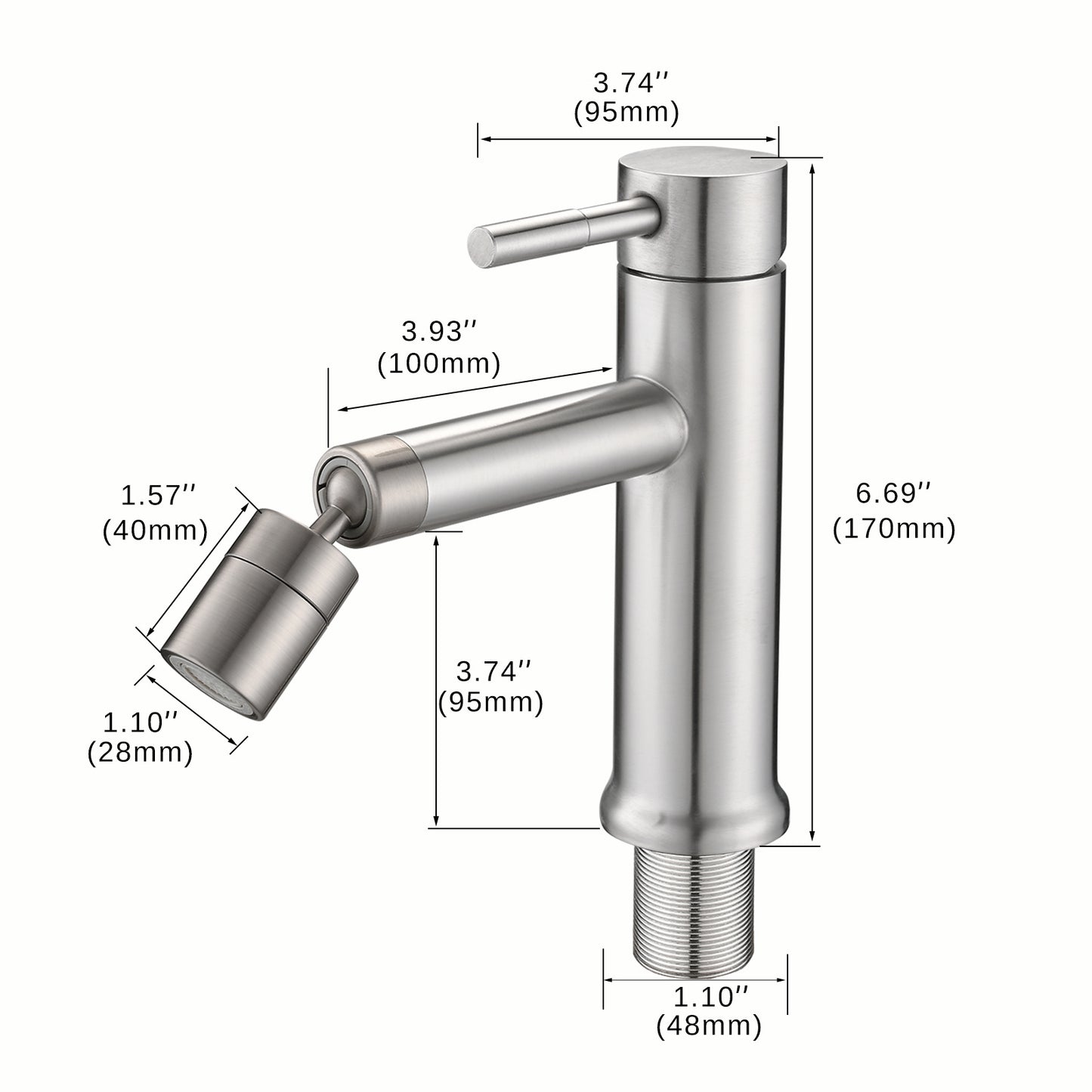 Brushed Nickle Bathroom Faucet for 2 Mode Faucet for Bathroom Sink