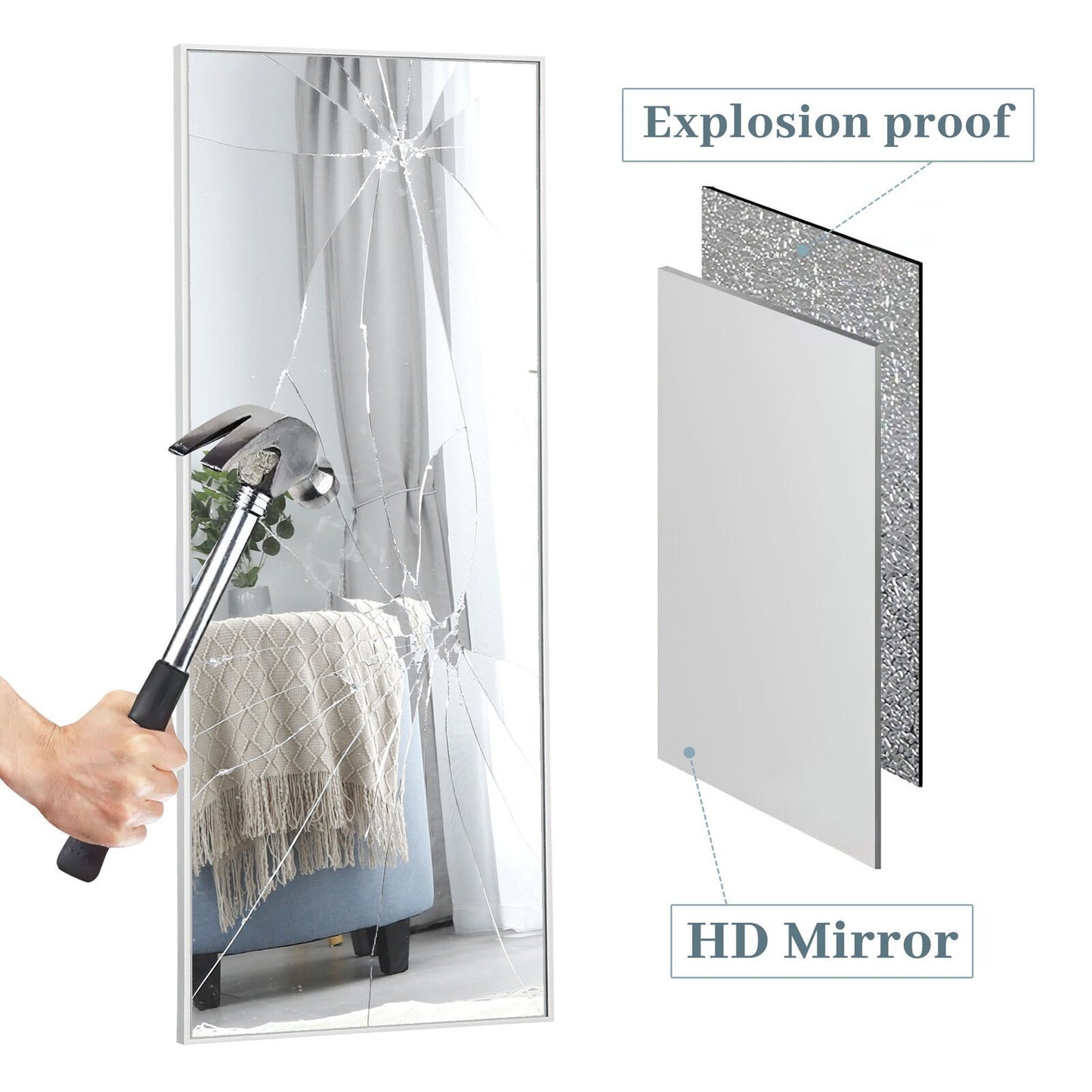 Aluminum Alloy Full Length Wall Mounted Mirror