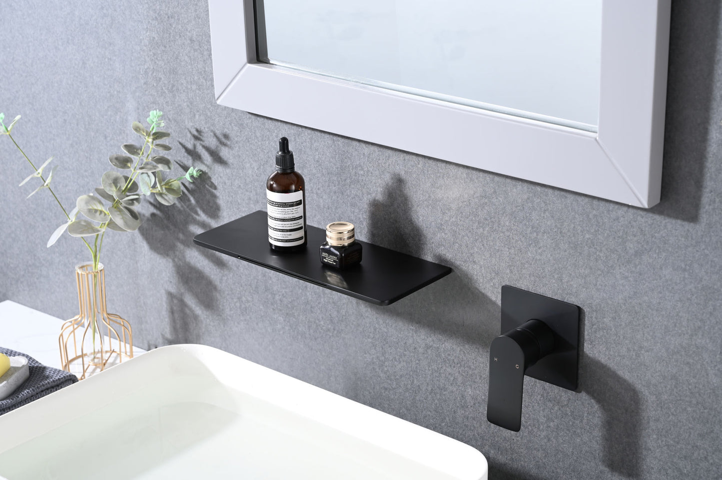 Matte Black Bathroom Waterfall Single Handle Sink Faucet