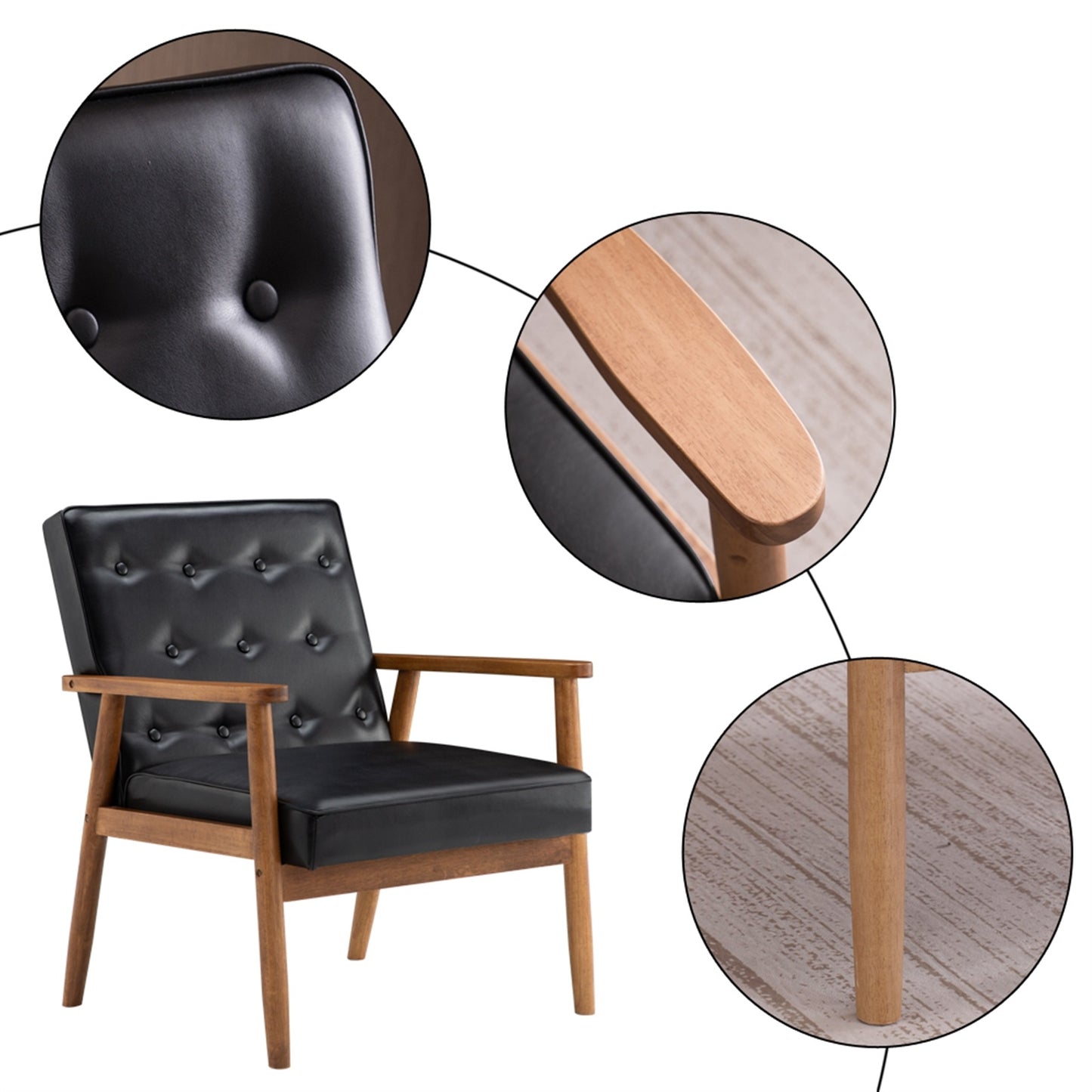 (75 x 69 x 84)cm Retro Modern Wooden Single Chair RT