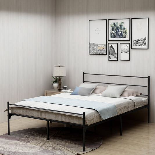 QUEEN metal platform bed frame with headboard/no box spring needed/easy to assemble black