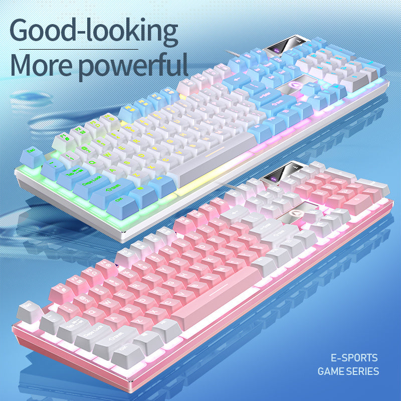 104 Keys Gaming Keyboard Wired Keyboard Color Matching Backlit Mechanical Feel Computer E-sports Peripherals for Desktop Laptop