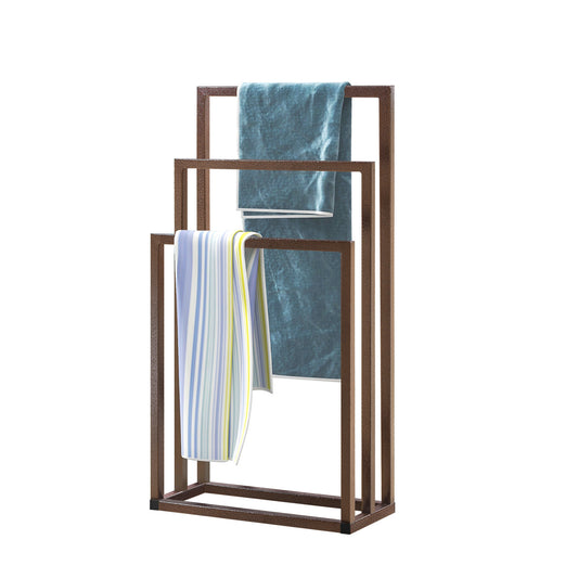 Metal Freestanding Towel Rack 3 Tiers Hand Towel Holder Organizer for Bathroom Accessories;  Brown