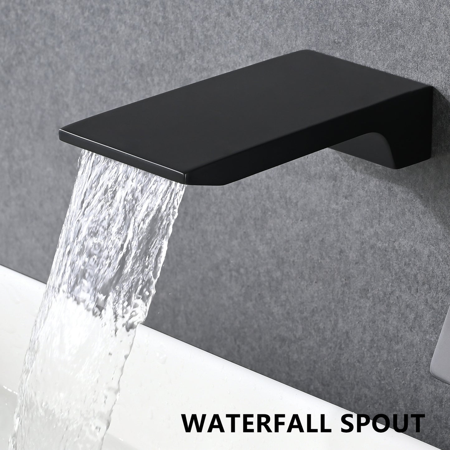 Matte Black Waterfall Wall Mount Single Handle Bathroom Sink Faucet