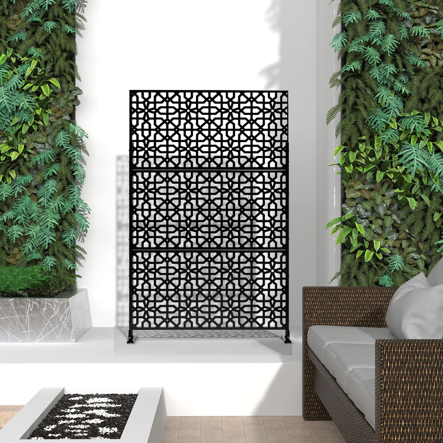 6.5 ft. H x 4 ft. W Laser Cut Metal Privacy Screen, 24"*48"*3 panels