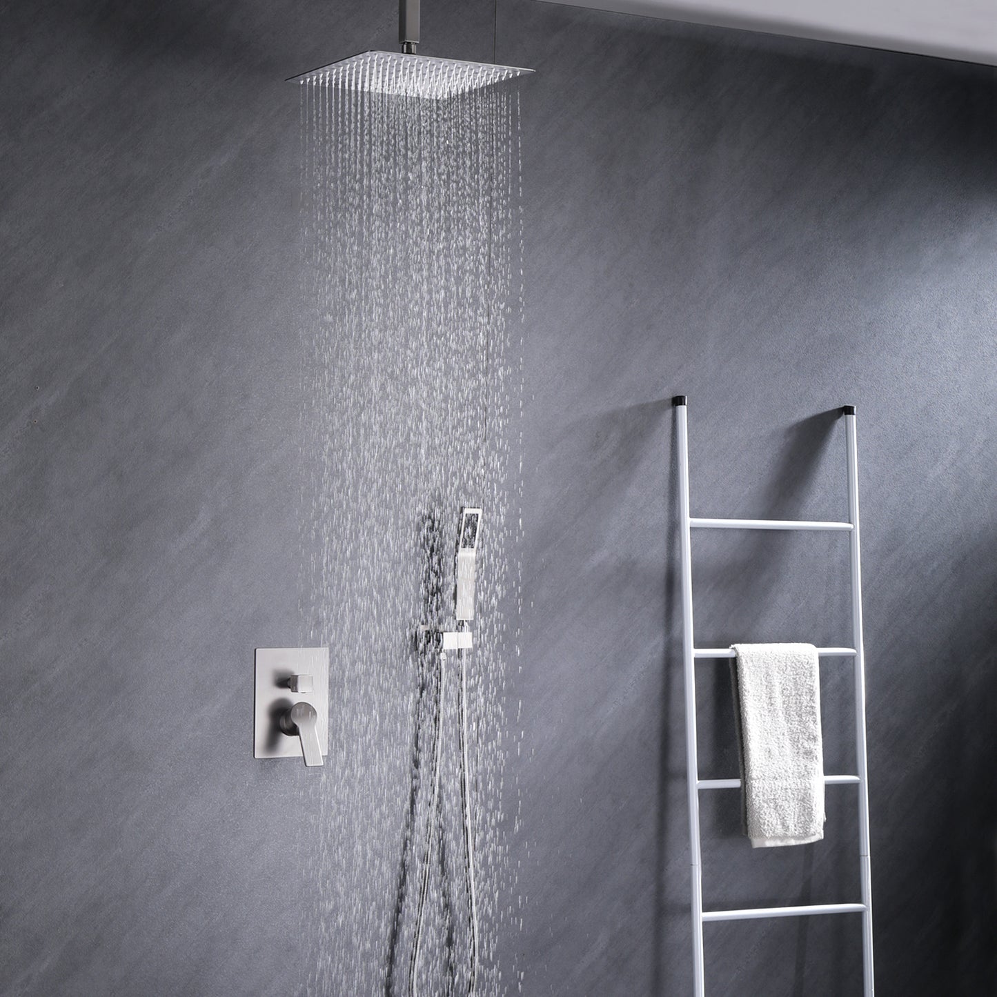 12 Inch Bathroom Rain Shower Combo Set Brushed Nickle