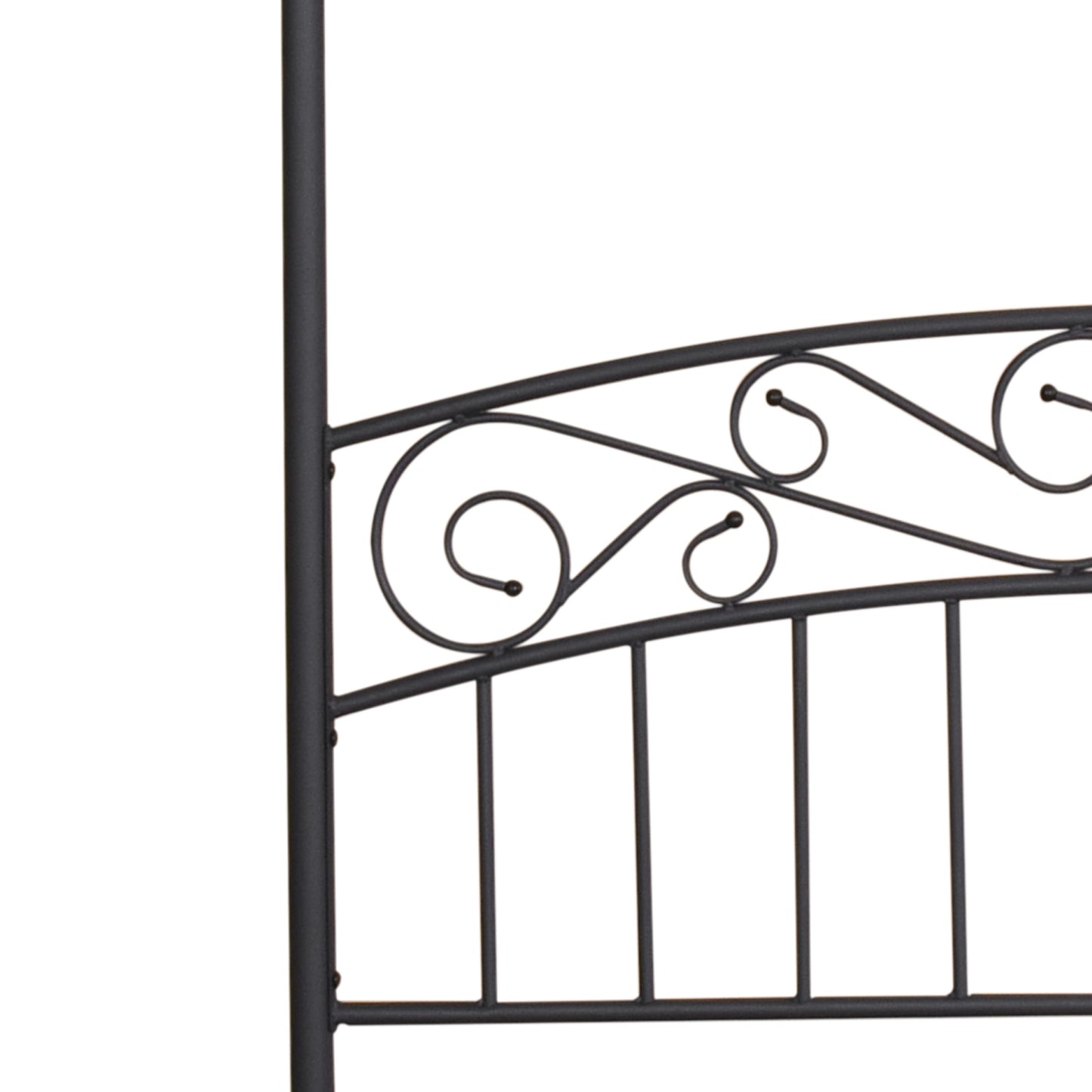 Metal Canopy Bed Frame with Ornate European Style Headboard & Footboard Perfectly Fits Your Mattress Easy DIY Assembly All Parts Included;  Full Black