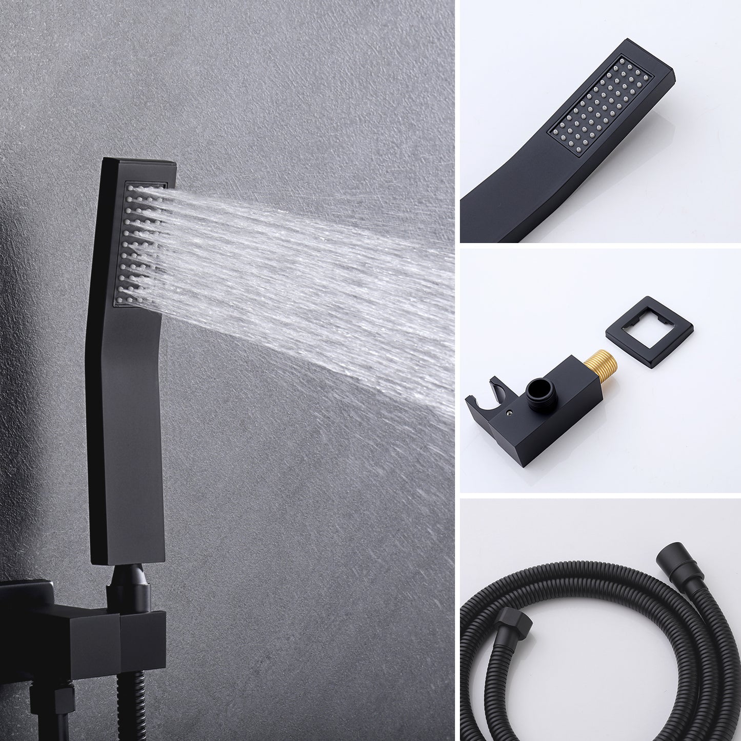 10 Inches Matte Black Wall Mounted Rainfall Shower Head System Shower Faucet