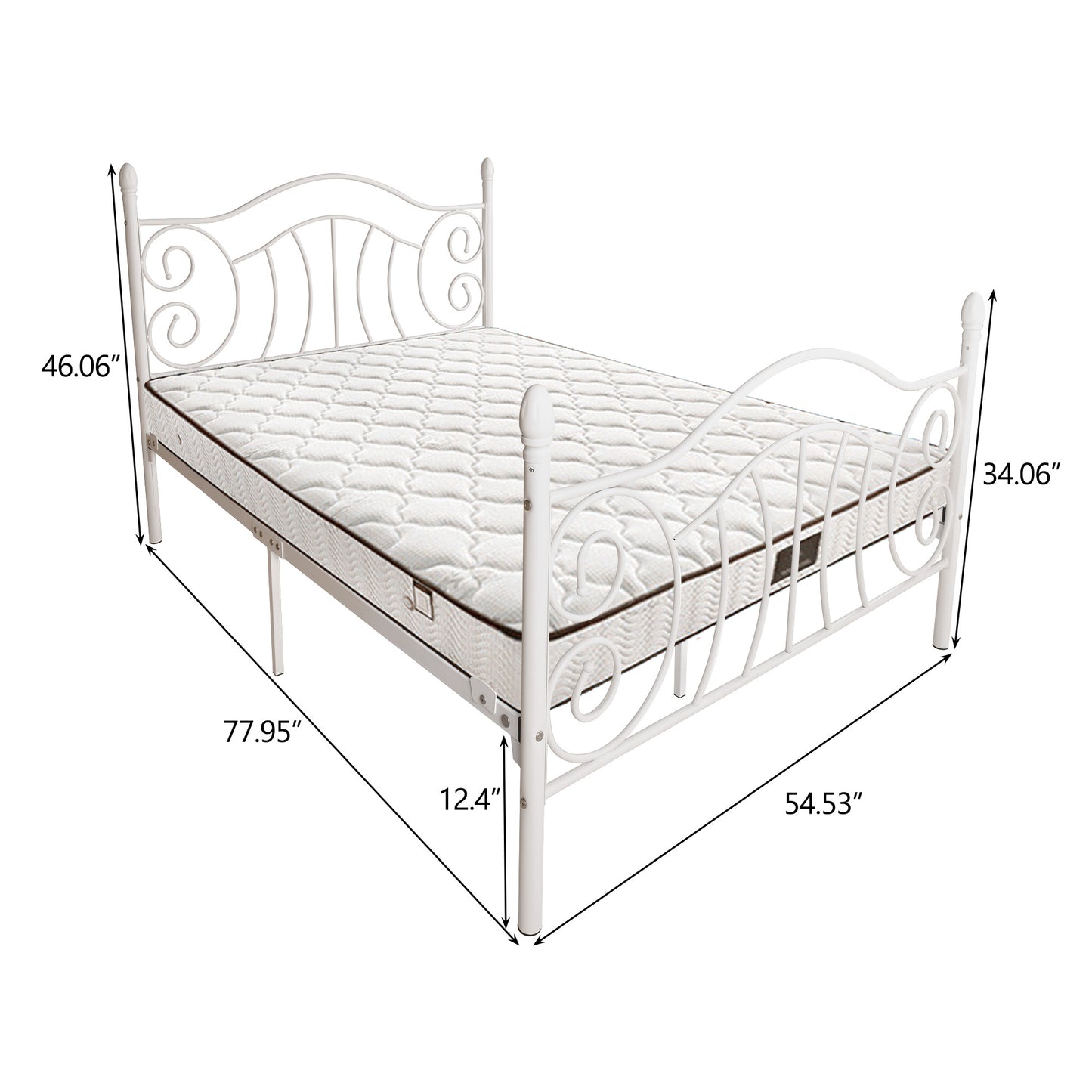 Metal bed frame platform mattress foundation with headboard and footboard;  heavy duty and quick assembly;  Full black